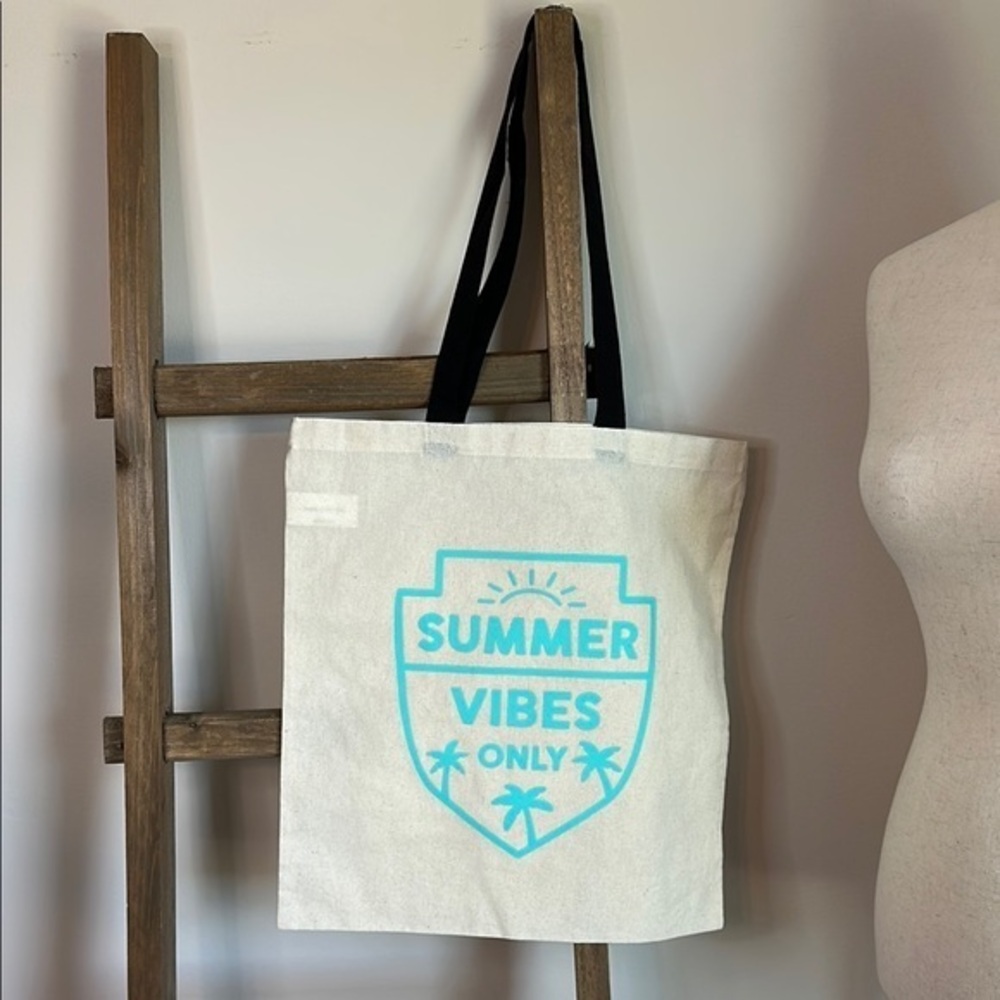 Sarnico Designs Summer Vibes Canvas Tote Bag - Canvas with Black Handles New